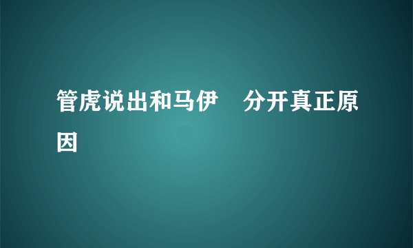 管虎说出和马伊琍分开真正原因