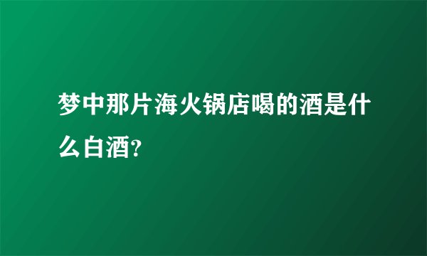 梦中那片海火锅店喝的酒是什么白酒？