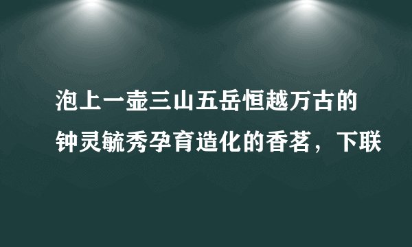 泡上一壶三山五岳恒越万古的钟灵毓秀孕育造化的香茗，下联