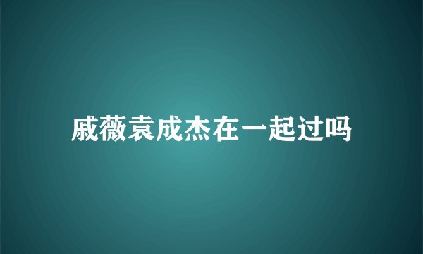 戚薇袁成杰在一起过吗