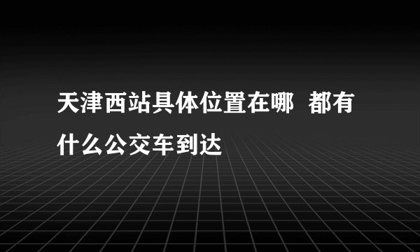 天津西站具体位置在哪  都有什么公交车到达