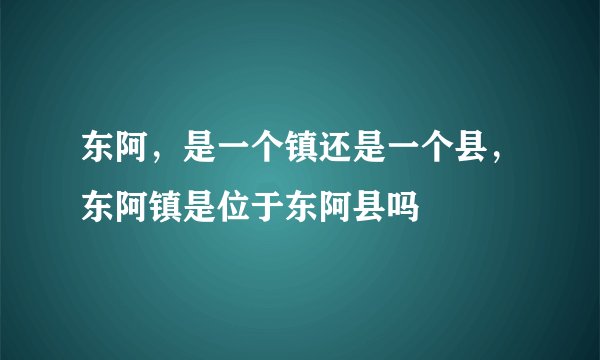 东阿，是一个镇还是一个县，东阿镇是位于东阿县吗