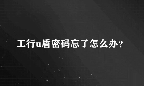 工行u盾密码忘了怎么办？