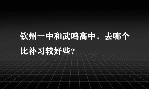 钦州一中和武鸣高中,去哪个比补习较好些?