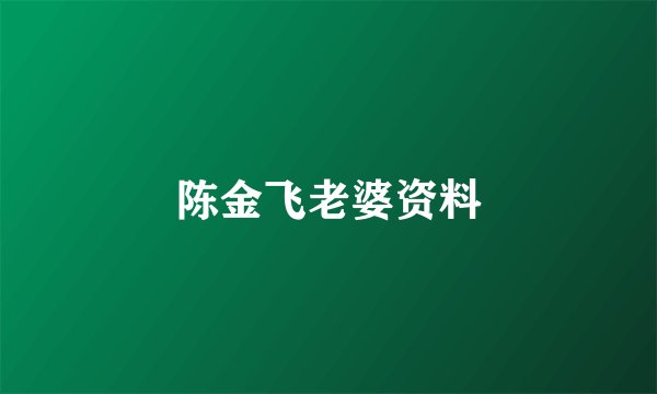 陈金飞老婆资料