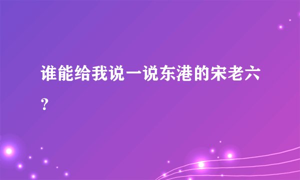 谁能给我说一说东港的宋老六？