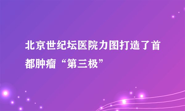 北京世纪坛医院力图打造了首都肿瘤“第三极”