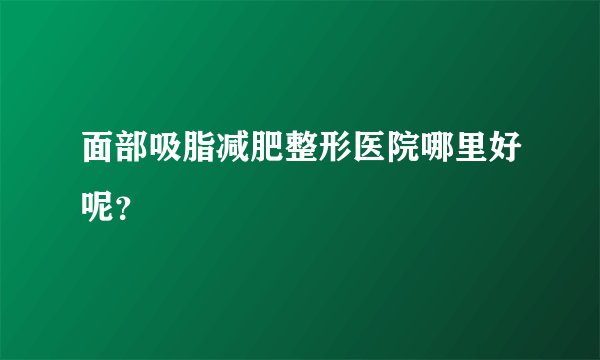 面部吸脂减肥整形医院哪里好呢？