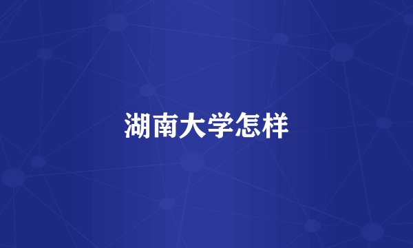 湖南大学怎样