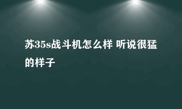 苏35s战斗机怎么样 听说很猛的样子