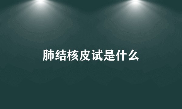 肺结核皮试是什么