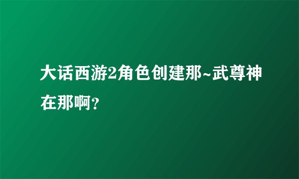 大话西游2角色创建那~武尊神在那啊？