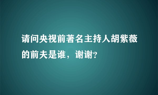 请问央视前著名主持人胡紫薇的前夫是谁，谢谢？