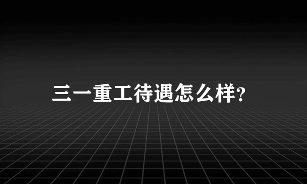 三一重工待遇怎么样？