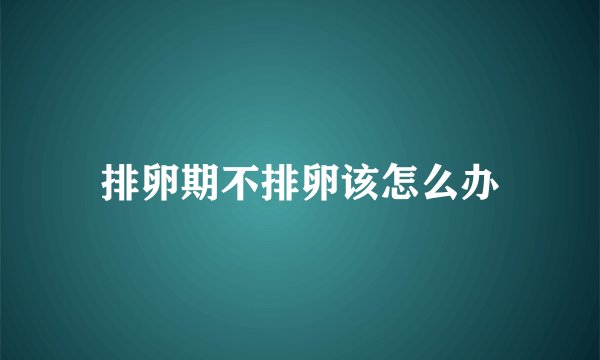 排卵期不排卵该怎么办