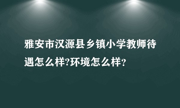 雅安市汉源县乡镇小学教师待遇怎么样?环境怎么样?