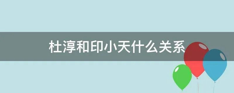 杜淳和印小天什么关系