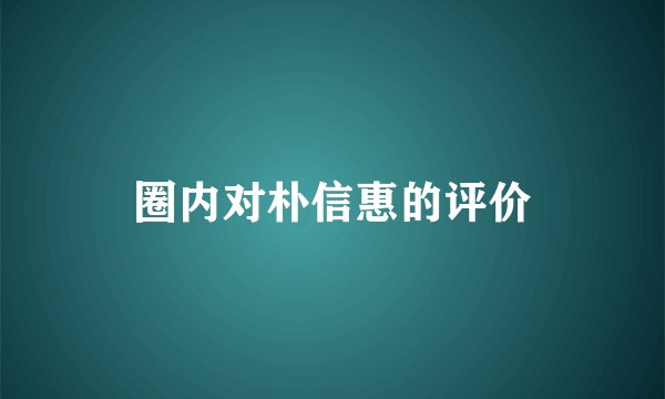 圈内对朴信惠的评价