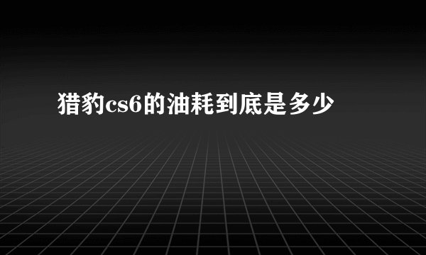 猎豹cs6的油耗到底是多少