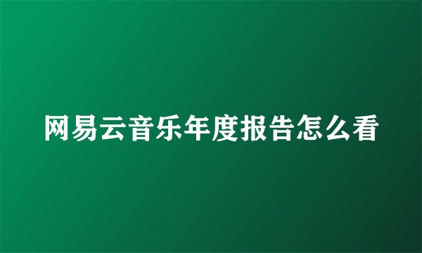 网易云音乐年度报告怎么看