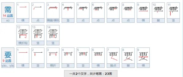 需要的笔顺
