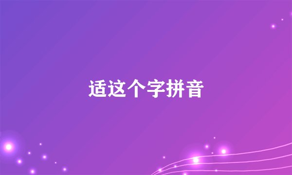 适这个字拼音