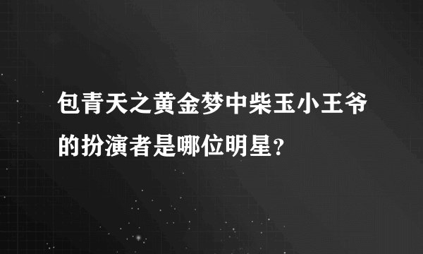 包青天之黄金梦中柴玉小王爷的扮演者是哪位明星？