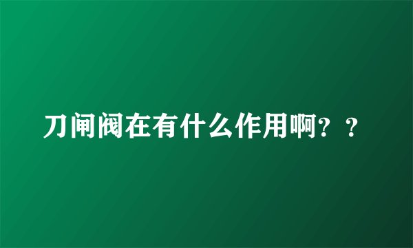 刀闸阀在有什么作用啊？？