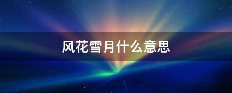 风花雪月什么意思