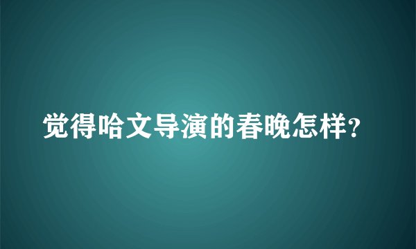 觉得哈文导演的春晚怎样?