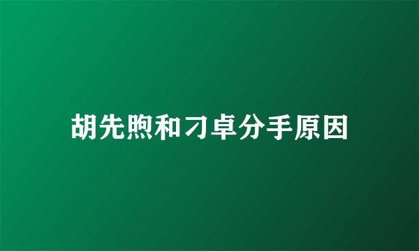 胡先煦和刁卓分手原因