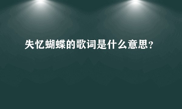 失忆蝴蝶的歌词是什么意思?