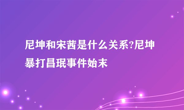 尼坤和宋茜是什么关系?尼坤暴打昌珉事件始末