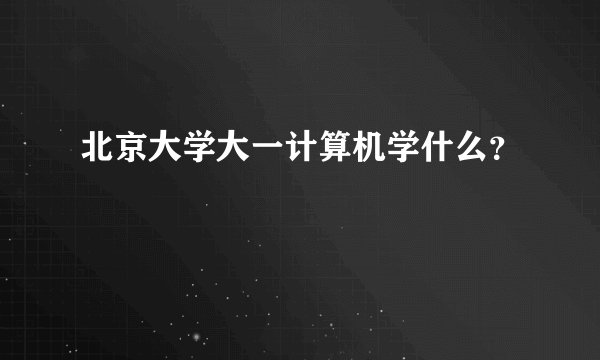 北京大学大一计算机学什么？