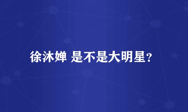 徐沐婵 是不是大明星？