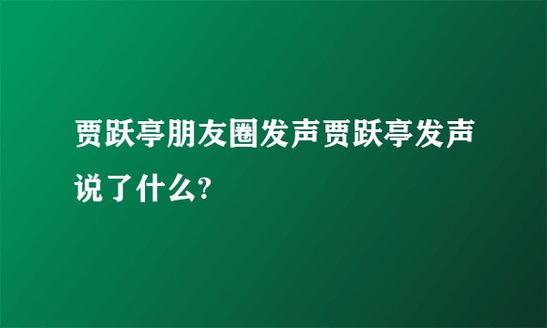 贾跃亭朋友圈发声贾跃亭发声说了什么?