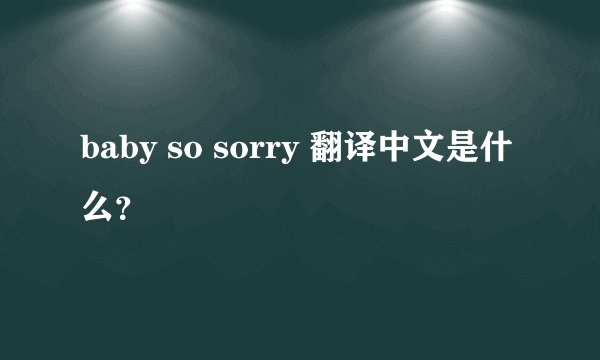 baby so sorry 翻译中文是什么？