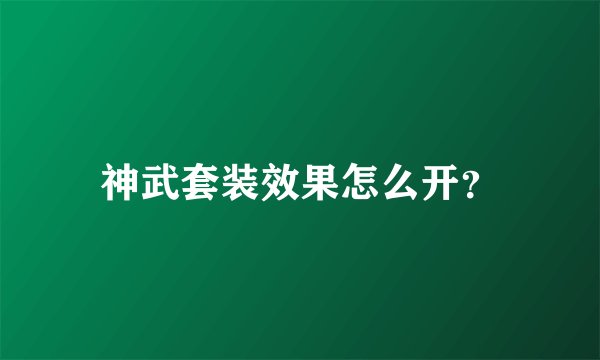 神武套装效果怎么开？