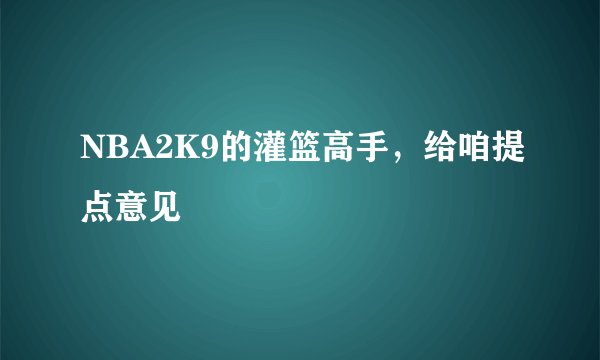 NBA2K9的灌篮高手，给咱提点意见