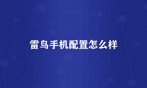 雷鸟手机配置怎么样