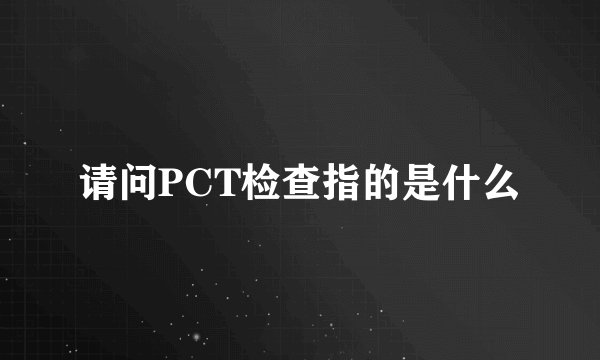 请问PCT检查指的是什么