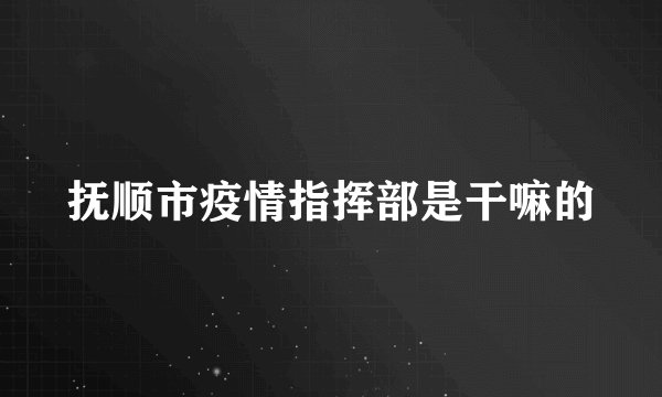 抚顺市疫情指挥部是干嘛的