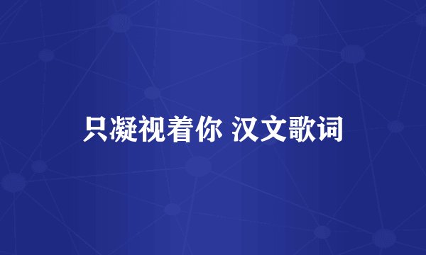 只凝视着你 汉文歌词