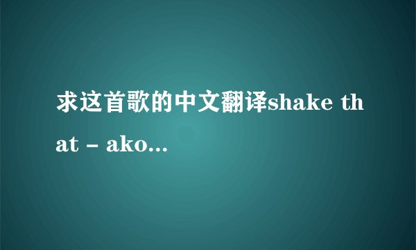 求这首歌的中文翻译shake that - akon ft eminem