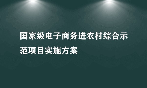 国家级电子商务进农村综合示范项目实施方案