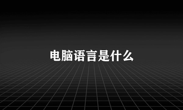 电脑语言是什么