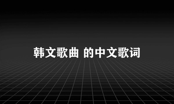 韩文歌曲 的中文歌词