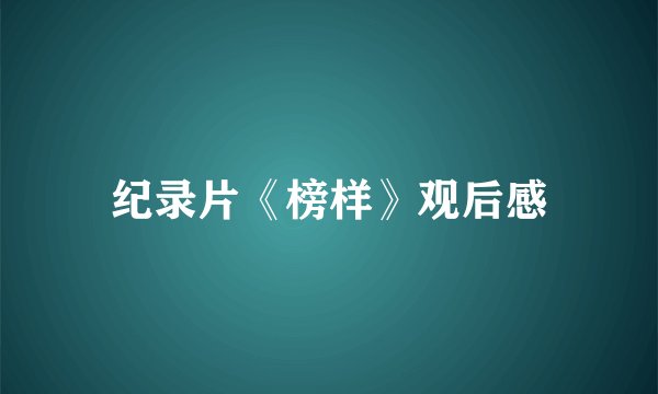 纪录片《榜样》观后感