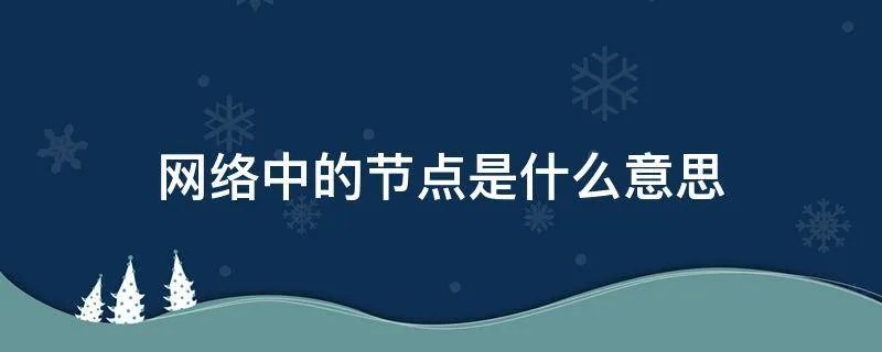 网络中的节点是什么意思