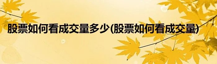 股票如何看成交量多少(股票如何看成交量)